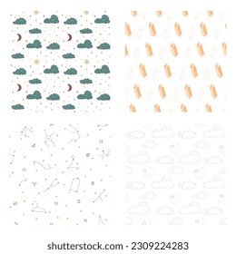 Seamless pattern colorful of witch, fortune, magic. Design for wallpaper, textile and background