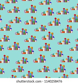 Seamless pattern of colorful wood block toy for kids, vector design.