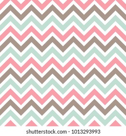Seamless pattern with colorful zigzag in pink, blue and brown