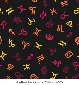 Seamless pattern with colorful zodiac signs