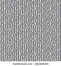 Seamless pattern for coloring book for adult. Abstract monochrome hand drawn abstract seamless pattern with wavy lines knitted warm