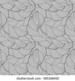 Seamless pattern for coloring book for adult. Abstract monochrome hand drawn abstract seamless pattern with wavy lines   knitted warm 