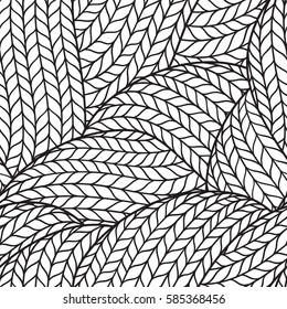 Seamless pattern for coloring book for adult. Abstract monochrome hand drawn abstract seamless pattern with wavy lines   knitted warm 