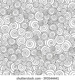 Seamless pattern for coloring book. Artistically ethnic pattern. Hand-drawn swirls, ringlets. Ethnic, doodle, vector, zentangle, tribal design element. Pattern for coloring book.