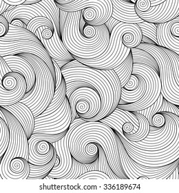 Seamless Pattern for coloring book. Ethnic, floral, retro, doodle, vector, tribal design element. Black and white background. Doodle vector background Henna paisley mehndi doodles design  element
