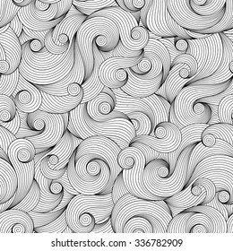 Seamless Pattern for coloring book. Ethnic, floral, retro, doodle, vector, tribal design element. Black and white background. Doodle vector background Henna paisley mehndi doodles design element