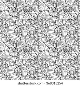 Seamless Pattern for coloring book. Ethnic, floral, retro, doodle, vector, tribal design element. Black and white background. Doodle vector background Henna paisley mehndi doodles design element