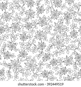 Seamless Pattern for coloring book. Ethnic, floral, retro, doodle, tribal design element. Black and white background. Henna paisley mehndi doodles design tribal design element