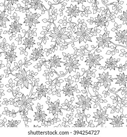 Seamless Pattern for coloring book. Ethnic, floral, retro, doodle, tribal design element. Black and white background. Henna paisley mehndi doodles design tribal design element