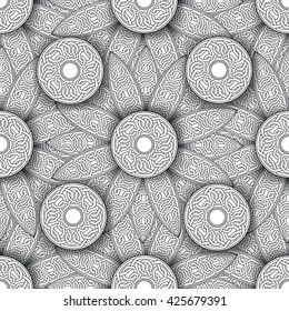 Patrón transparente para el libro coloreado. Elementos étnicos, florales, celtas, vectoriales, tribales para tela, papel o libro