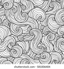 Seamless Pattern for coloring book. Ethnic, floral, retro, doodle, vector, tribal design element. Black and white background. Doodle vector background Henna paisley mehndi doodles design element