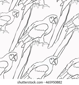 seamless pattern coloring of the Caribbean parrot sitting vector illustration