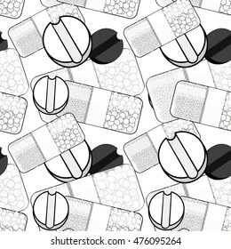 seamless pattern Coloring Medical pill a tablet vector illustration