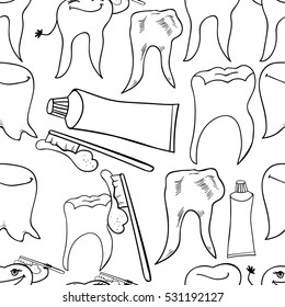 seamless pattern  coloring of smiling healthy teeth paste vector illustration