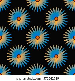 seamless pattern colors camomile on a dark background
