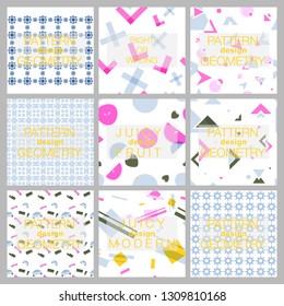 seamless pattern in colors with geometric elements. Pattern in hipster style. Pattern is suitable for posters, postcards, fabric or wrapping paper