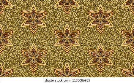 Seamless pattern. Colors of gold shades. Suitable for decorating walls, backgrounds.