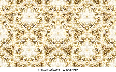 Seamless pattern. Colors of gold shades. Suitable for decorating walls, backgrounds.