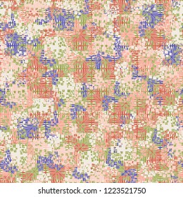 Seamless pattern. The colors of spring. Square flowers. Editing is available.