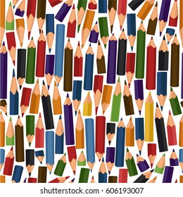 Seamless pattern with colour pencils