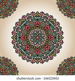 Seamless Pattern With Coloured Circle Ornament