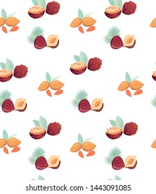 seamless pattern of  coloured nuts on the white background