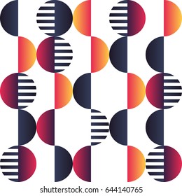 Seamless pattern of coloured semicircles. Abstract geometric background. Vector illustration in trendy style