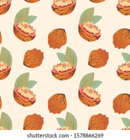 Seamless pattern of coloured walnuts , for wrapping paper, wallpaper, fabric pattern, backdrop, print, gift wrap, cover of notebook, envelope