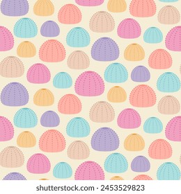 Seamless pattern of colourful abstract sea urchins.