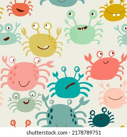 seamless pattern with colourful crabs