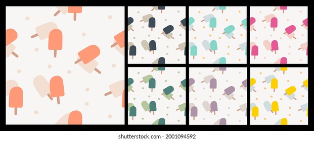 seamless pattern of colourful popsicle vector pattern, Elegant template for fashion prints. trending Fabric fashion pattern designs.