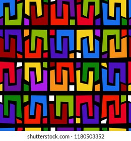 seamless pattern colourful shapes on black