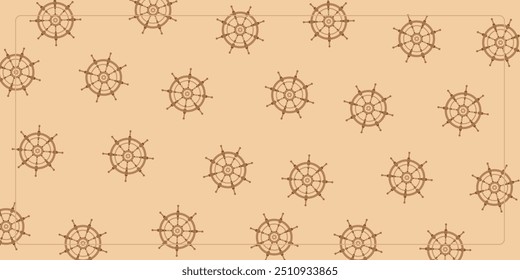 seamless pattern of columbus day vintage background with boat steering wheel icon. design for banner, poster, greeting card, social media.