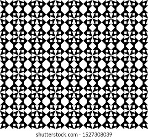 Seamless pattern combined polygonal shapes and arrows. Geometric monochrome abstract backgrounds suitable for fabric and tile motifs.