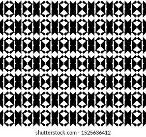 Seamless pattern combined polygonal, triangular and rhombic shapes arranged alternately. Geometric monochrome abstract backgrounds suitable for fabric and wallpaper motifs.