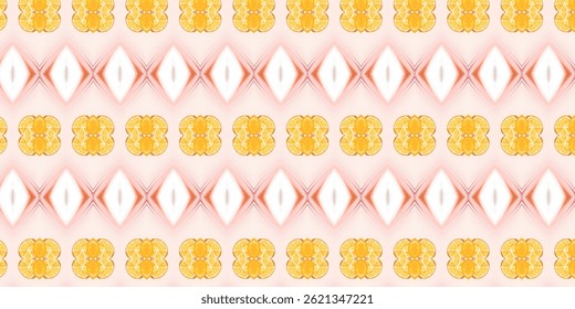A seamless pattern combining bright orange slices with subtle diamond-shaped details, set against a peach background.