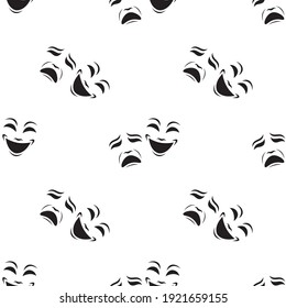 seamless pattern with comedy and tragedy theatrical masks on white background