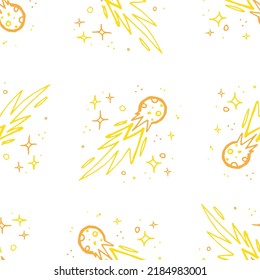 Seamless pattern of comet illustration on white