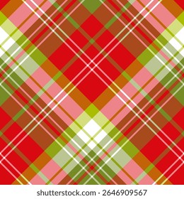 Seamless pattern in comfortable festive red and green colors for plaid, fabric, textile, clothes, tablecloth and other things. Vector image. 2