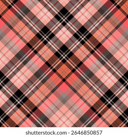 Seamless pattern in comfortable gray, pink, orange and black colors for plaid, fabric, textile, clothes, tablecloth and other things. Vector image. 2