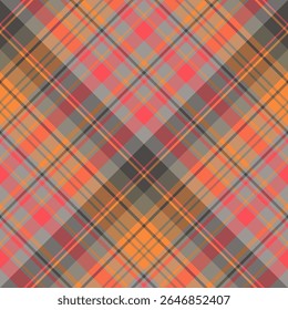Seamless pattern in comfortable gray, red, orange and black colors for plaid, fabric, textile, clothes, tablecloth and other things. Vector image. 2