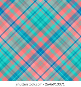 Nahtloses Muster in komfortablem Grün, Rosa und Blau für karierte, Stoff, Textilien, Kleidung, Tischdecke und andere Dinge. Vektorbild. 2