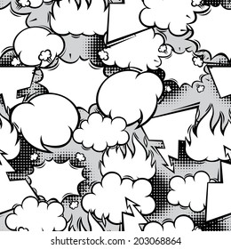 Seamless pattern of comic speech bubbles in cartoon style.