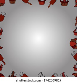 Seamless pattern. Comic style doodle frame consists of white, black and red border. Vector.