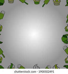 Seamless pattern. Comic style doodle frame consists of black, white and green border. Vector.