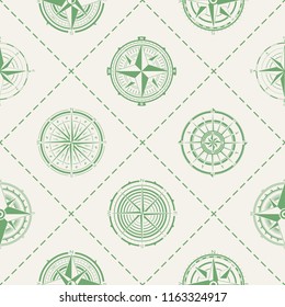 Seamless pattern with compass rose  for your design