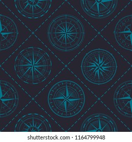 Seamless pattern with compass rose  for your design