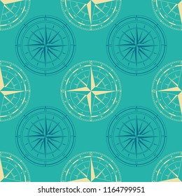 Seamless pattern with compass rose  for your design