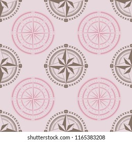 Seamless pattern with compass rose  for your design