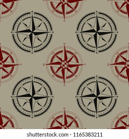 Seamless pattern with compass rose  for your design